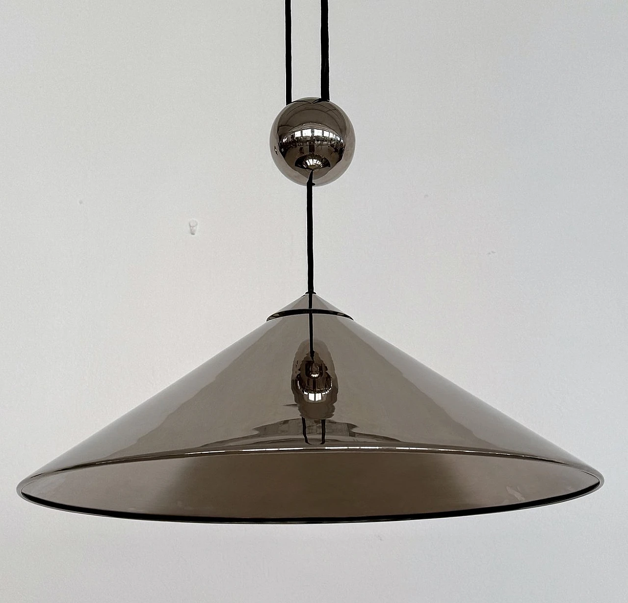 Lampadario Keos placcata in nichel di Florian Schulz, anni '70 11