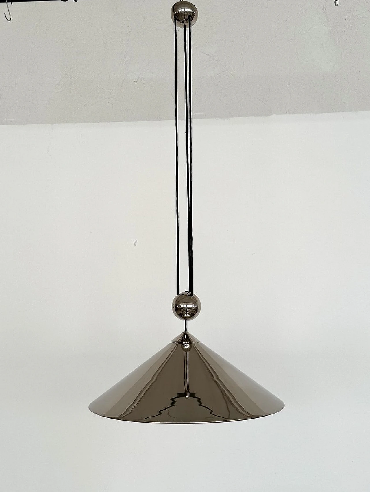 Lampadario Keos placcata in nichel di Florian Schulz, anni '70 13