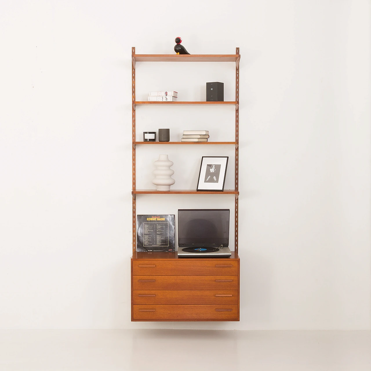 Teak wall unit with drawers by Kristiansen Kai for FM Møbler, 1960s 1