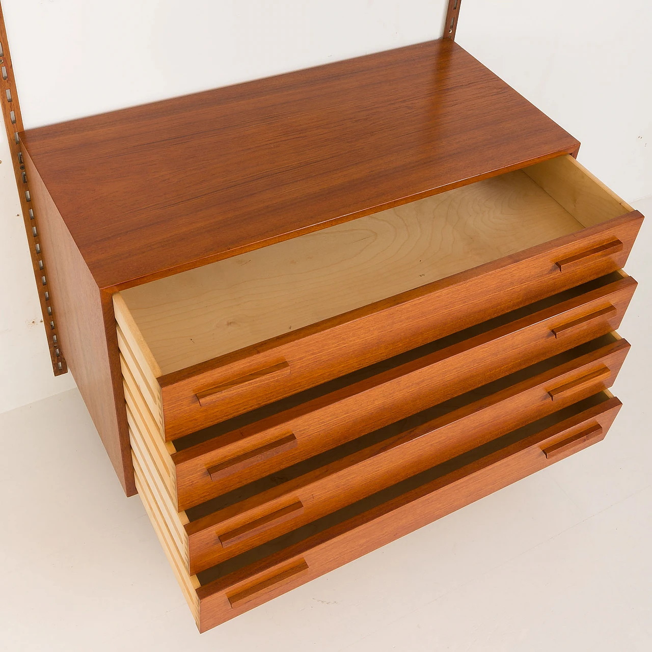 Teak wall unit with drawers by Kristiansen Kai for FM Møbler, 1960s 11