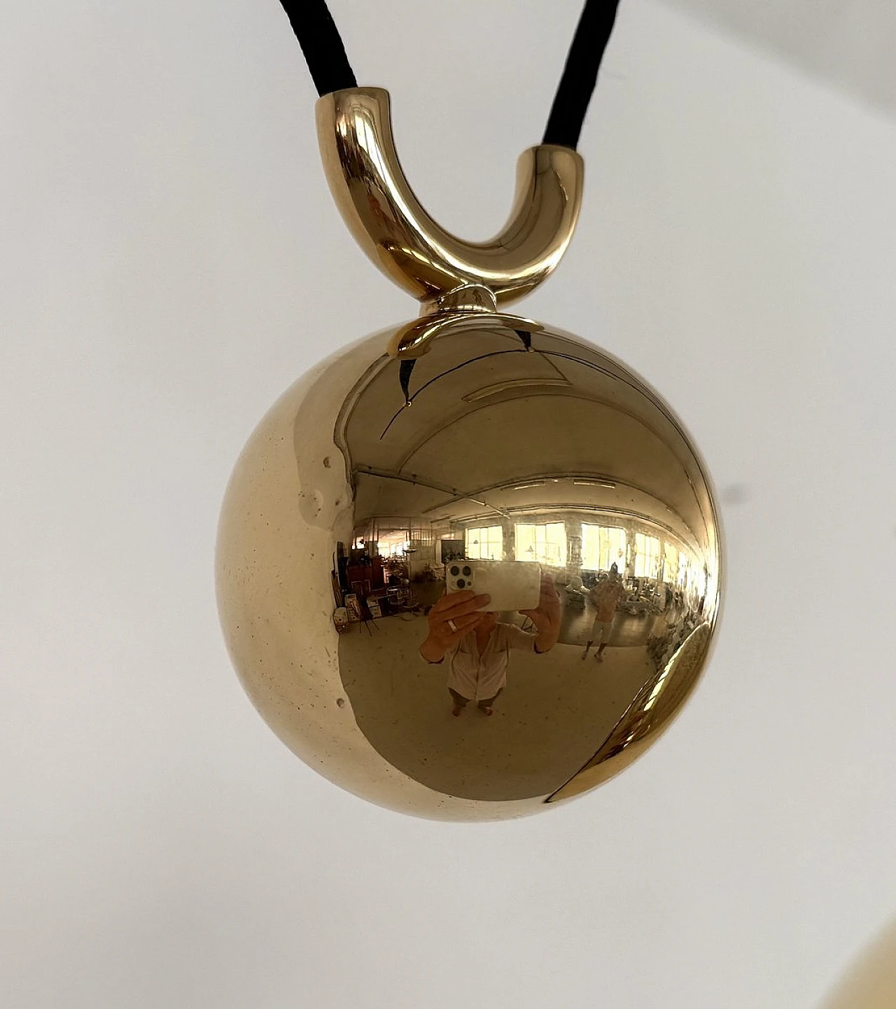 Vintage Adjustable Dome Counterweight Brass Pendant Light by Florian Schulz, 1970s 5