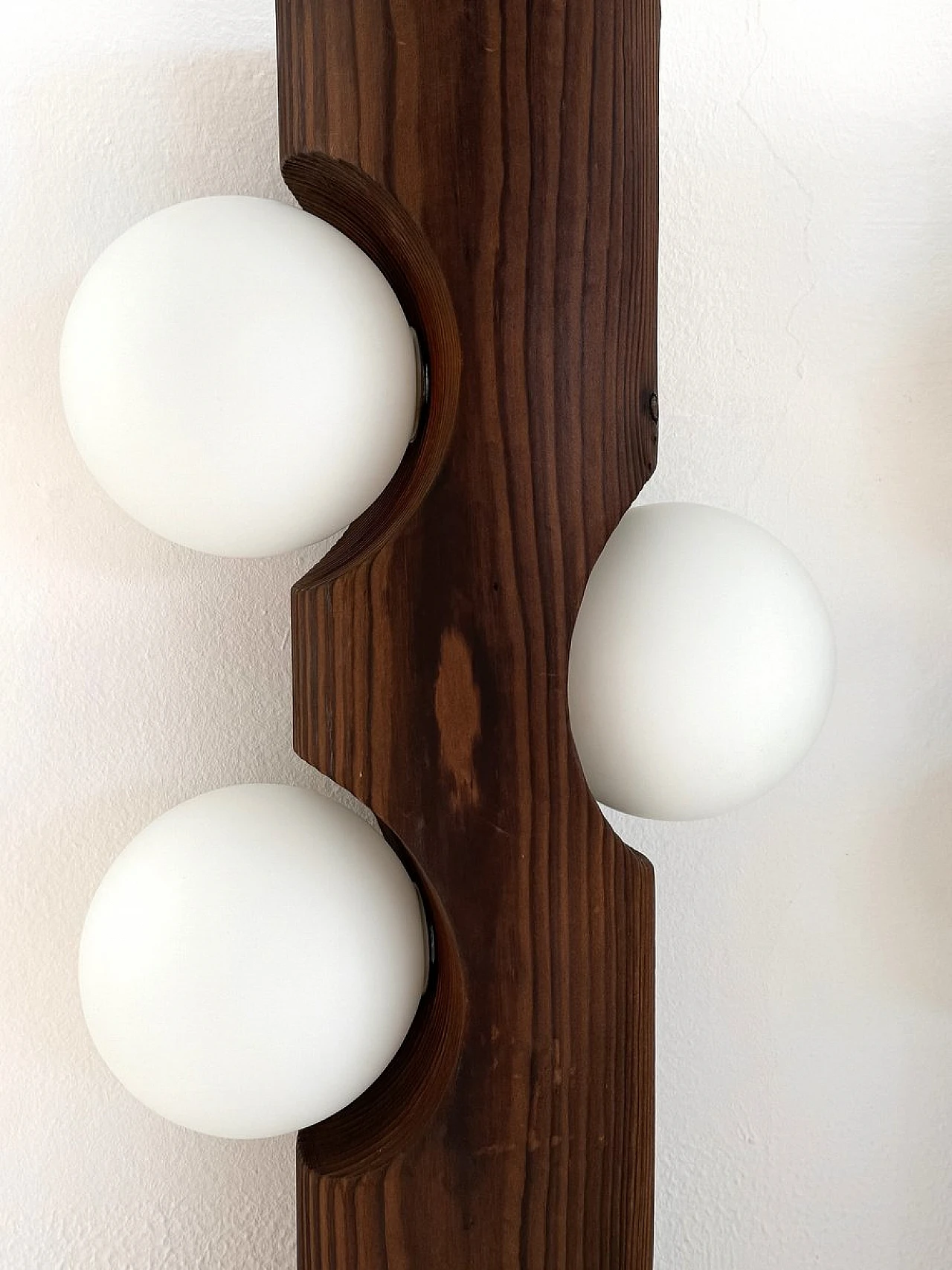 Large Mid-Century Pine Tree Trunk and Glass Sphere Wall Sconces, 1970s, Set of 2 9