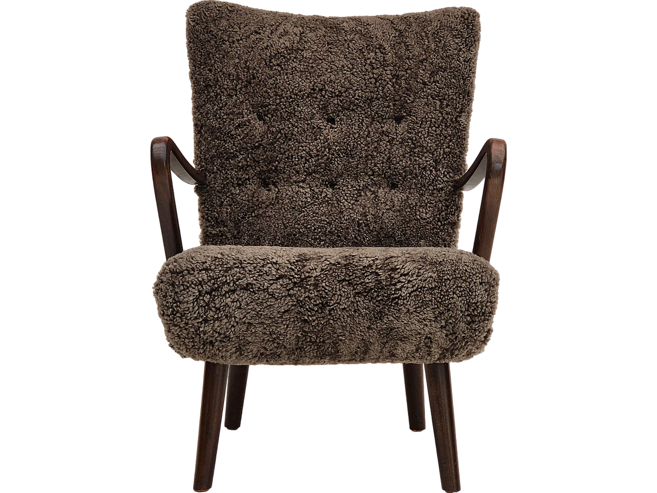 Danish beech and sheepskin Wellington armchair, 1960s 17