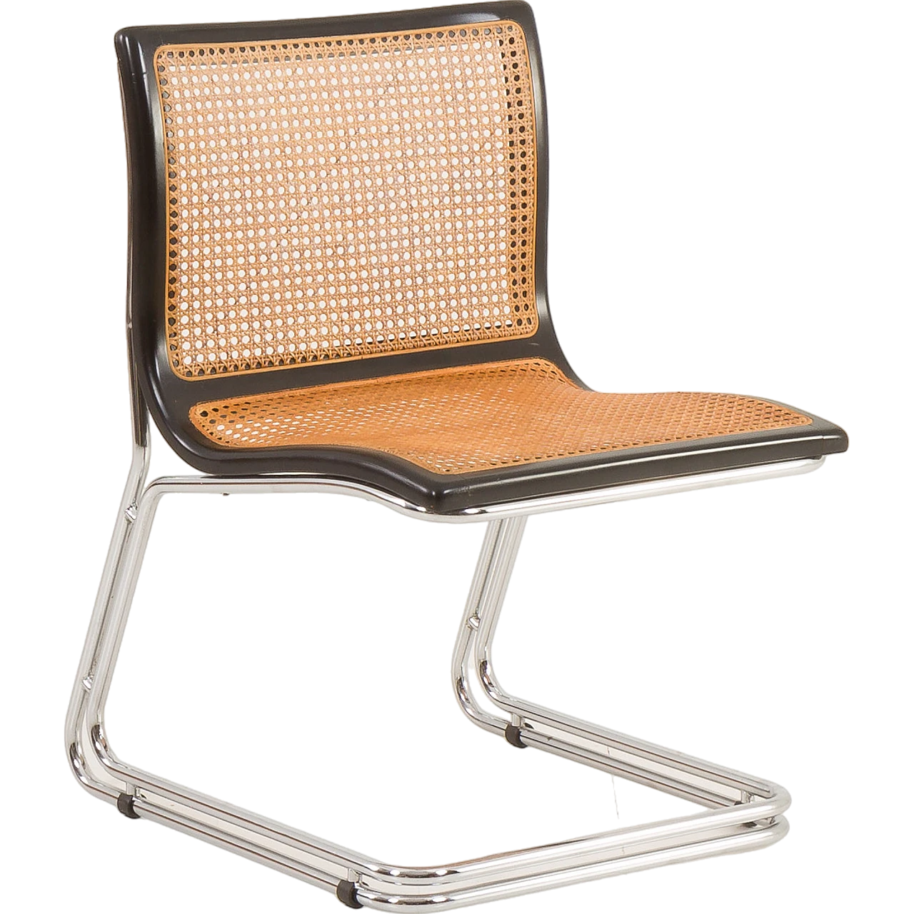 Cantilever chair in chromed steel and Vienna straw, 1970s 18