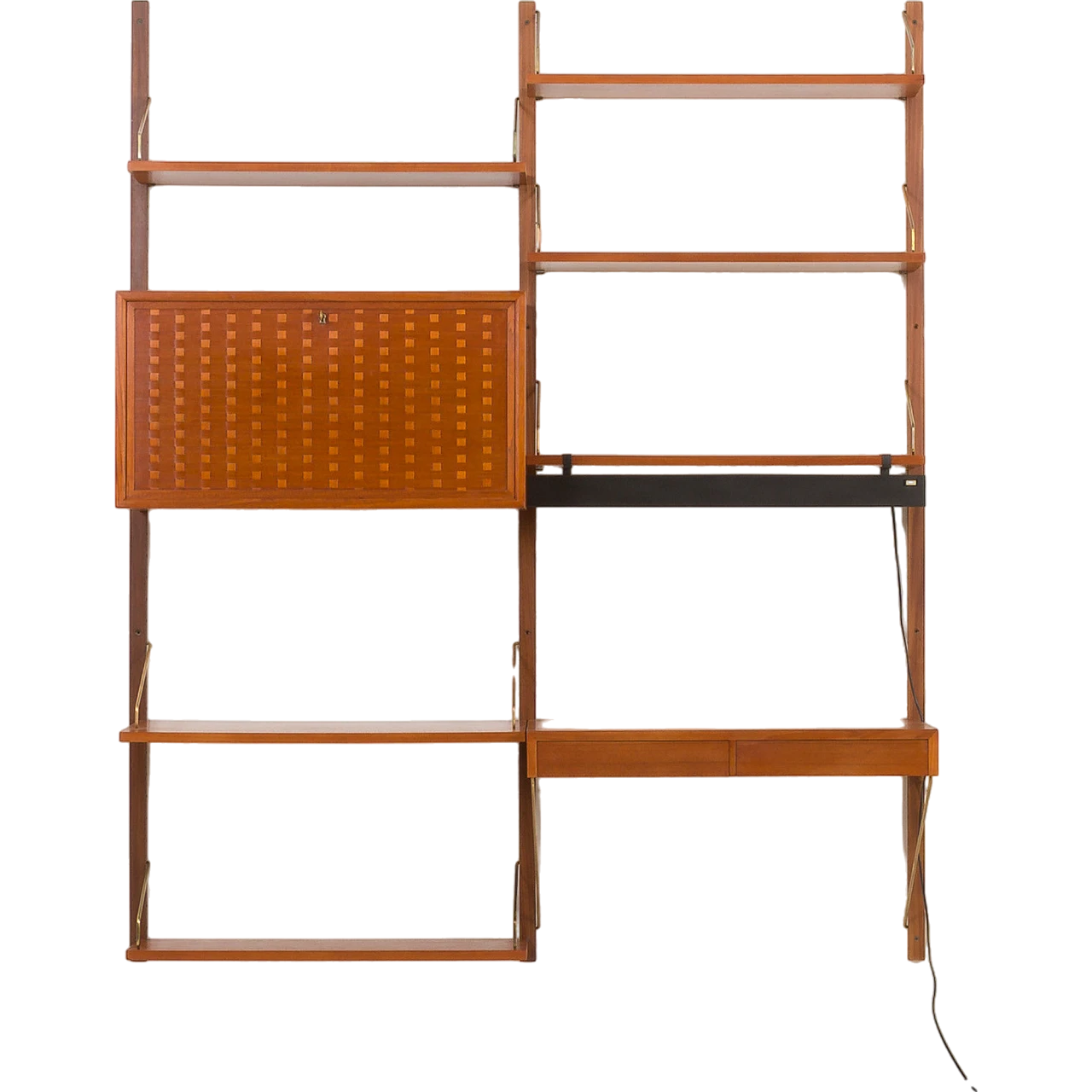 Teak wall unit with desk and lamp by P. Cadovius for Cado, 1960s 24