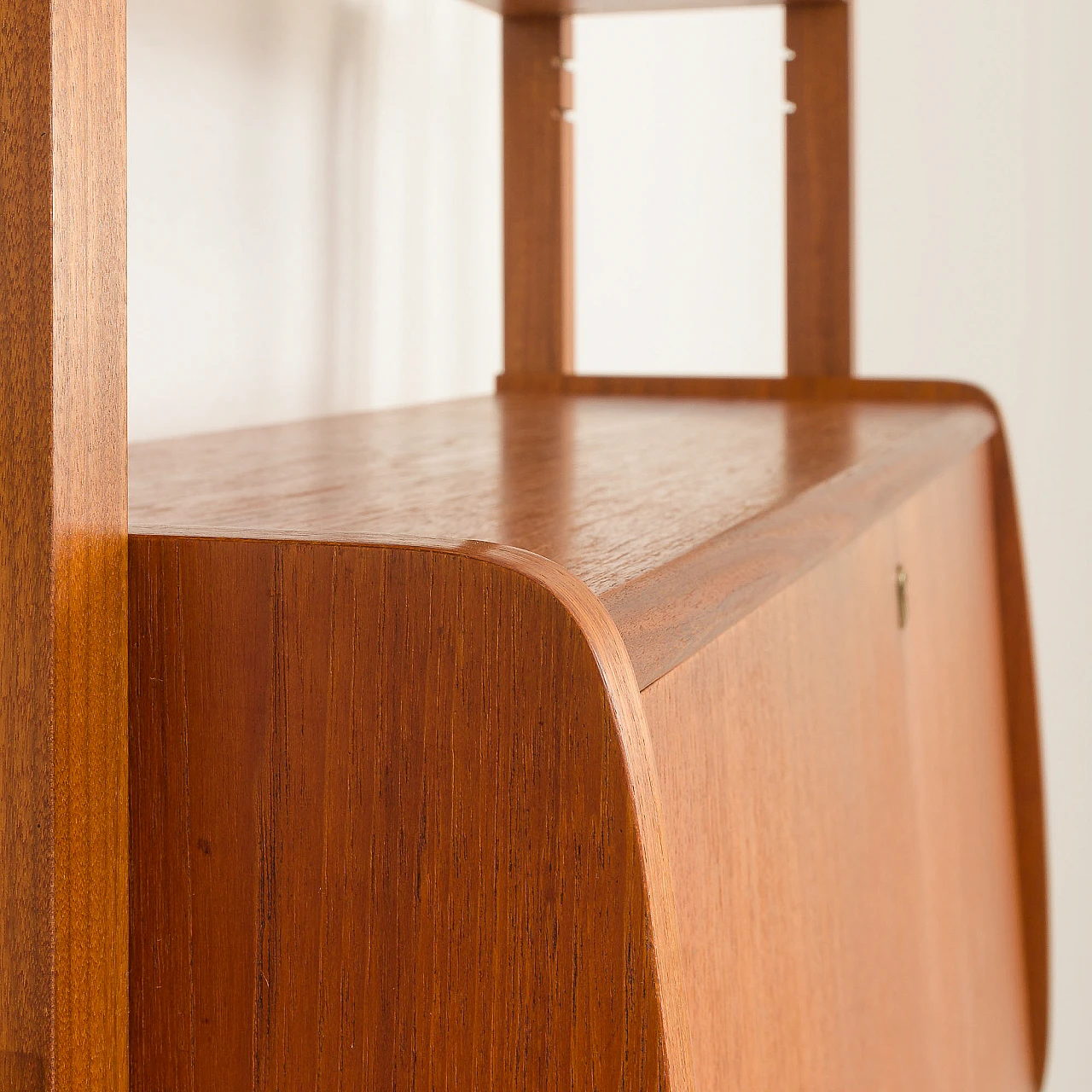 Scandinavian free standing two bay teak wall unit, 1960s 19