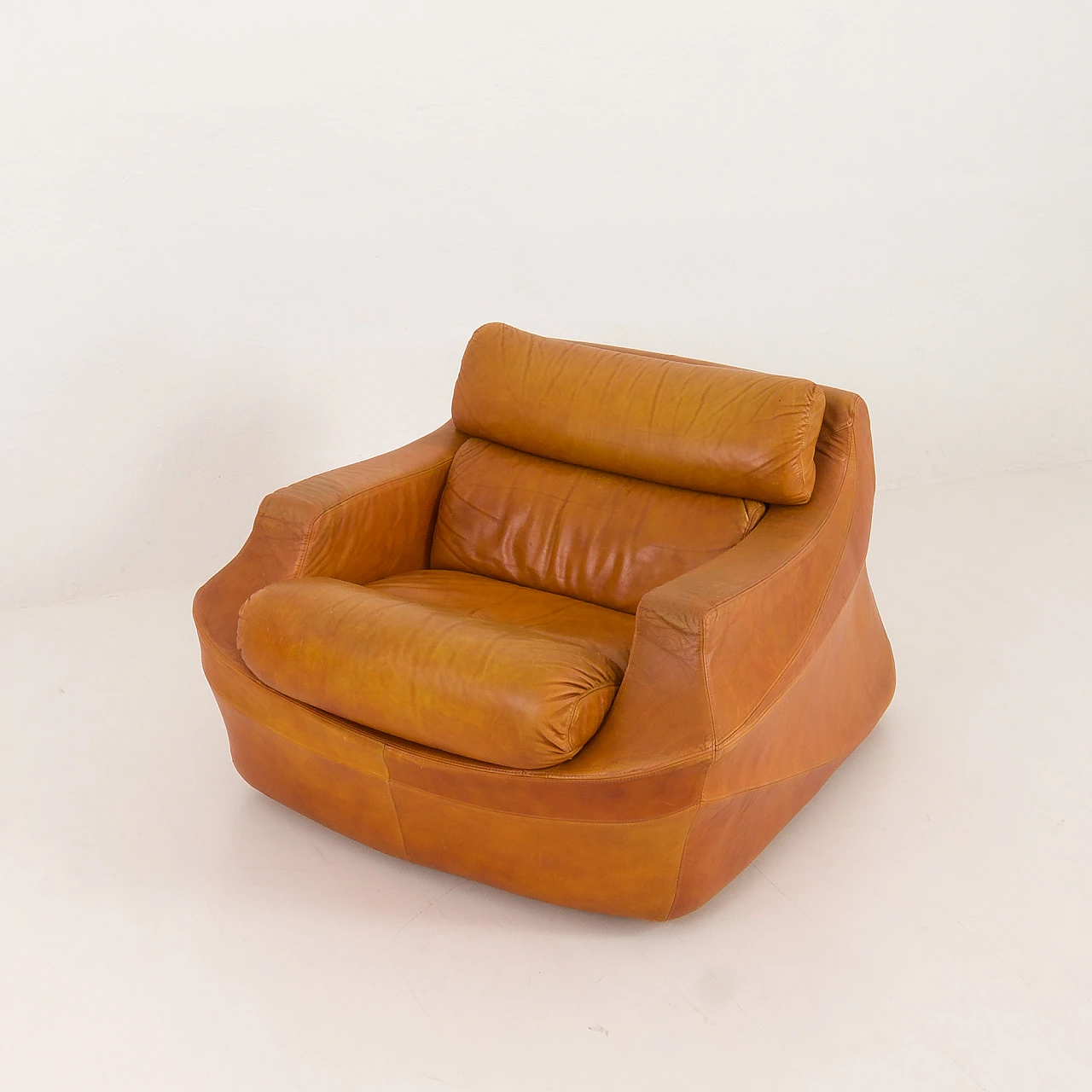 Space Age leather armchair in De Pas, D'Urbino & Lomazzi style, 1960s 9