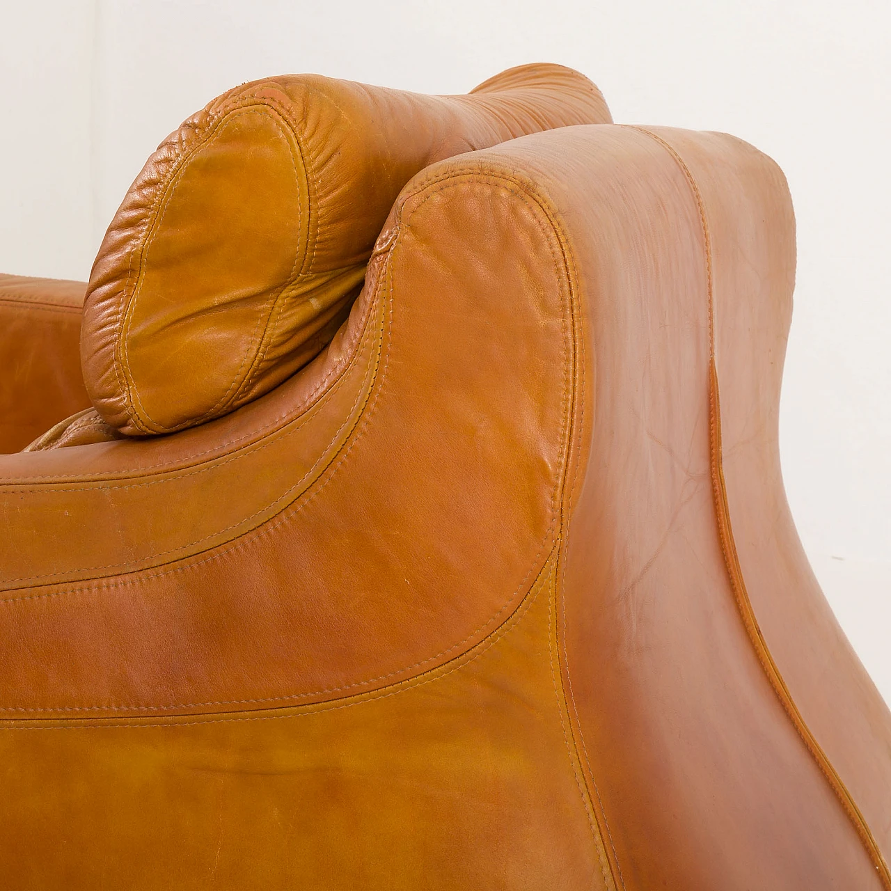 Space Age leather armchair in De Pas, D'Urbino & Lomazzi style, 1960s 14