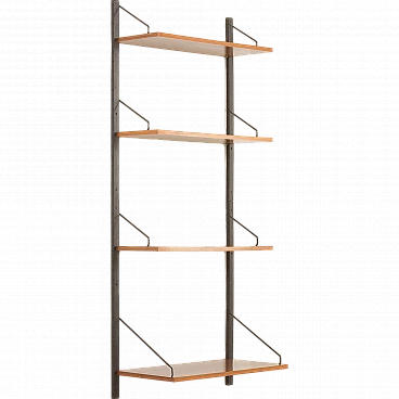 Walnut & black metal wall unit by Poul Cadovius for Cado, 1960s