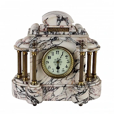 Countertop clock in Breccia marble with gilded metal columns