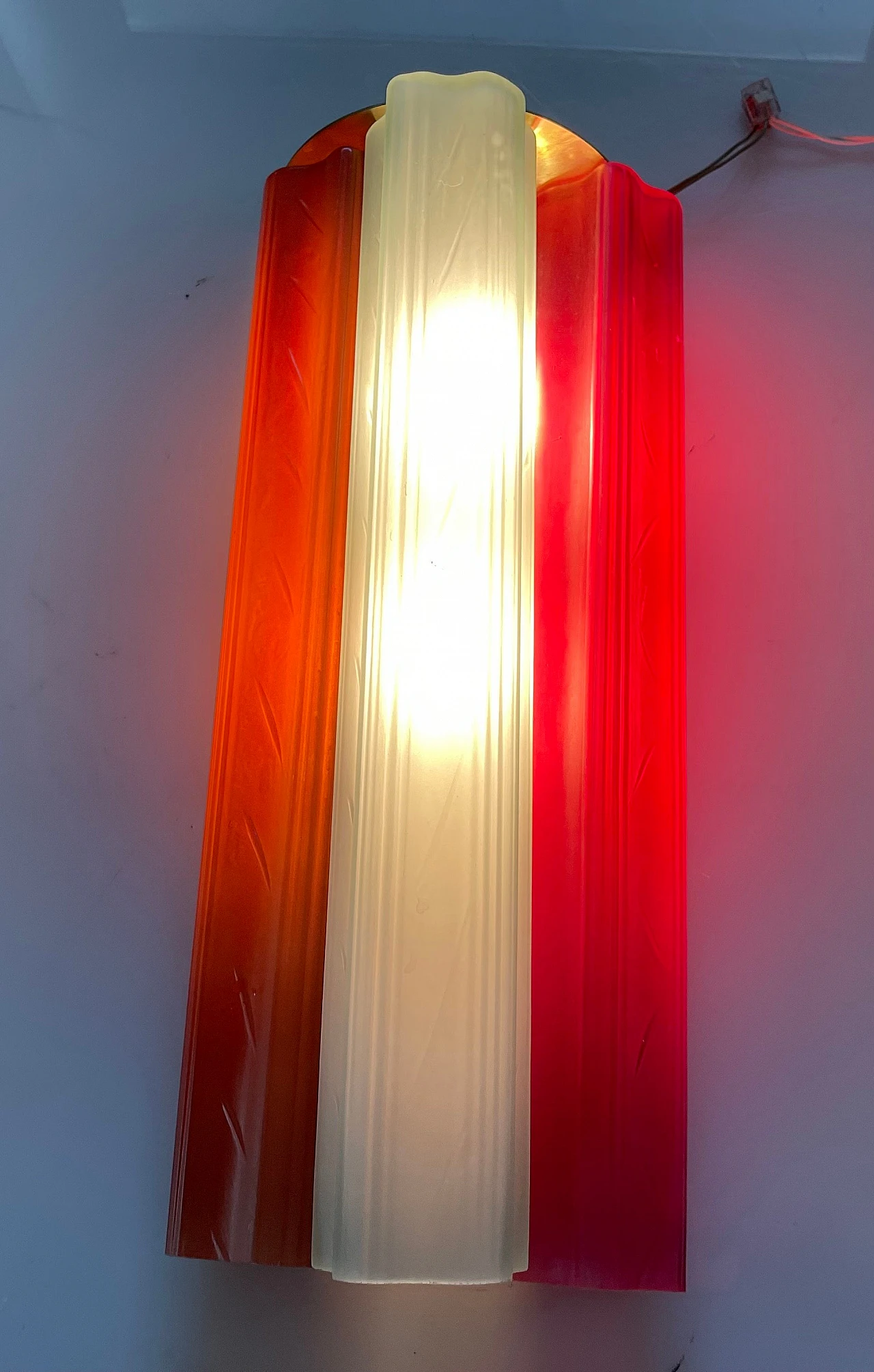 Pair of multicoloured glass Tronchi wall lights, 1970s 2