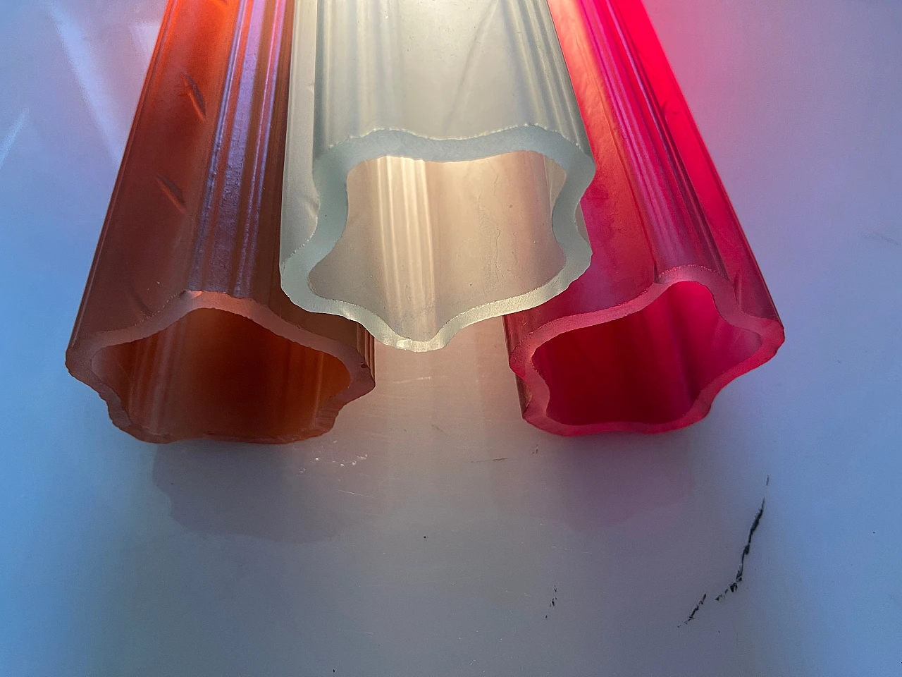 Pair of multicoloured glass Tronchi wall lights, 1970s 4