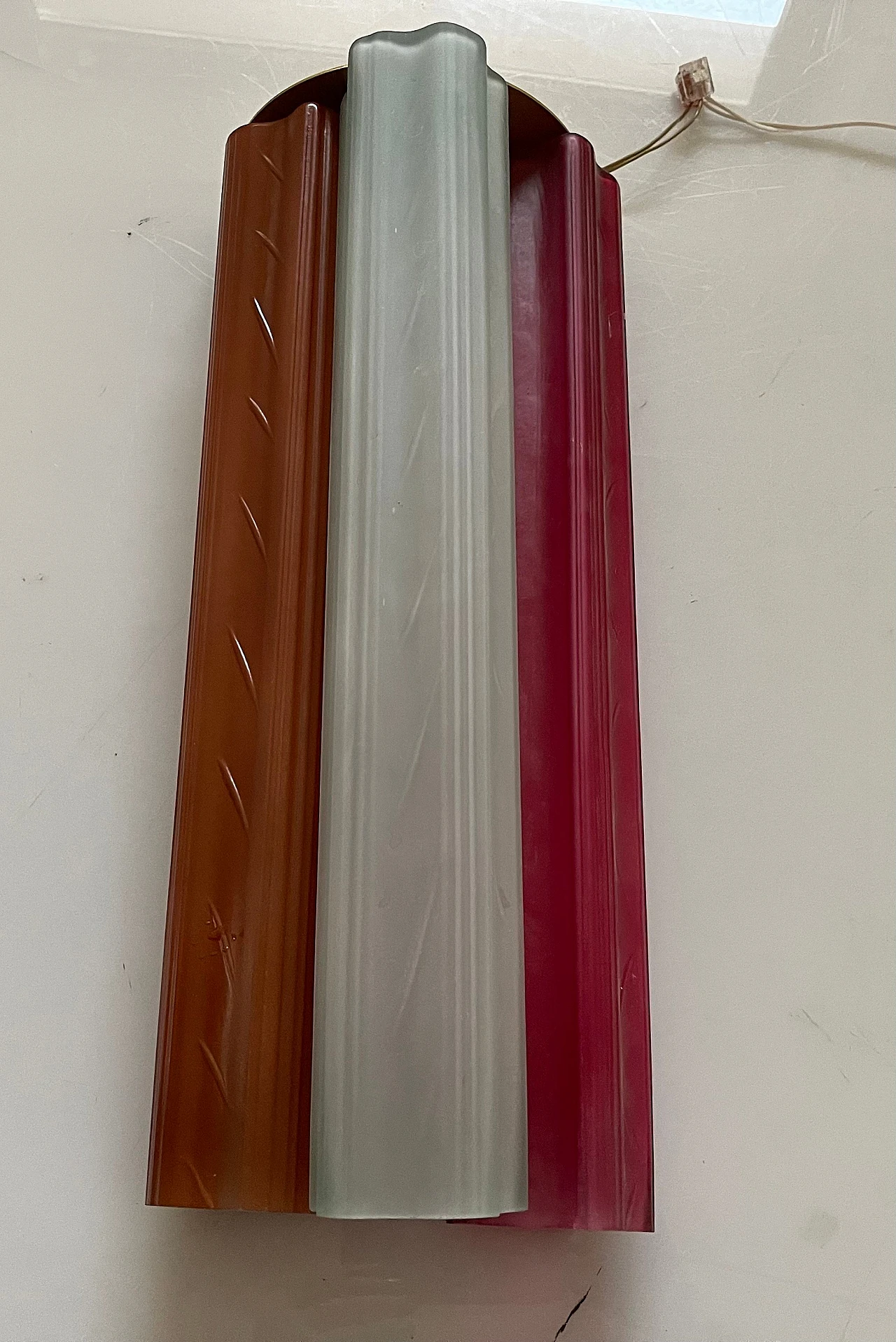 Pair of multicoloured glass Tronchi wall lights, 1970s 6