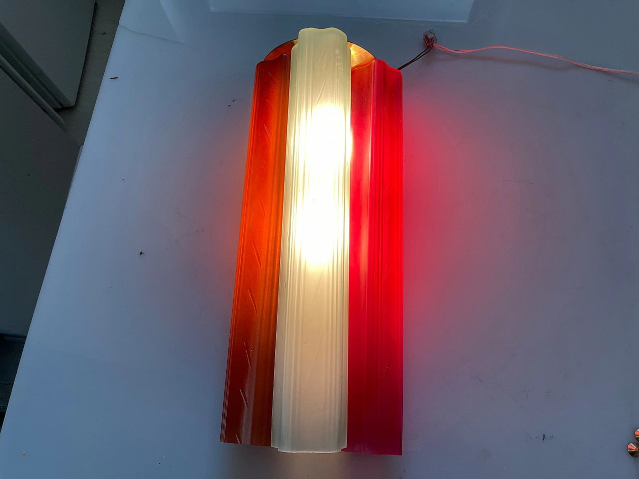 Pair of multicoloured glass Tronchi wall lights, 1970s 10