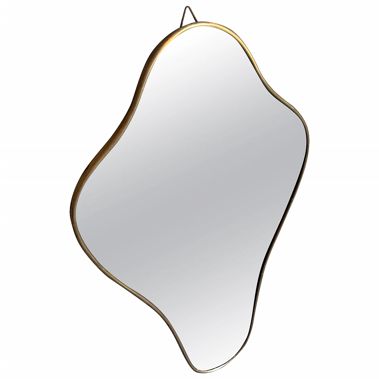 Brass wall mirror in Gio Ponti style, 1950s 1