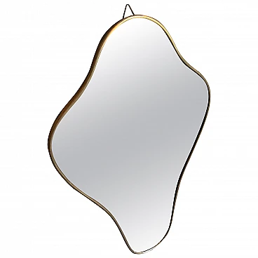 Brass wall mirror in Gio Ponti style, 1950s