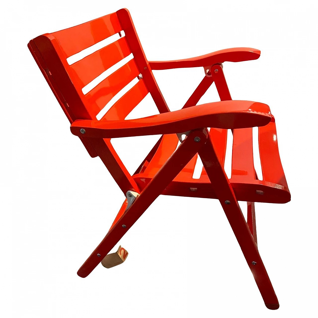 4 Orange Reguitti-style folding chairs, 1980s 1