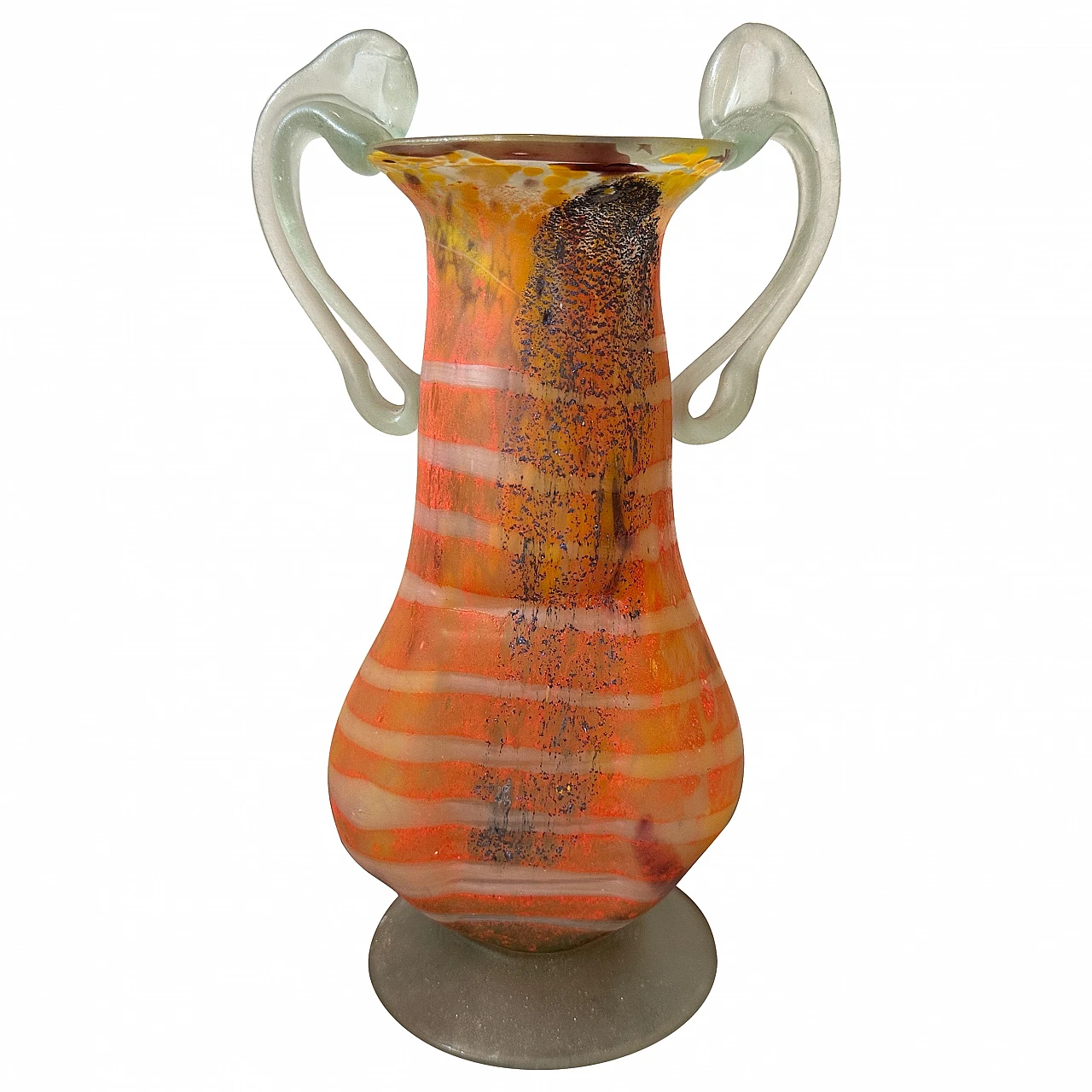 Art Nouveau-style Murano glass amphora vase, 1980s 1