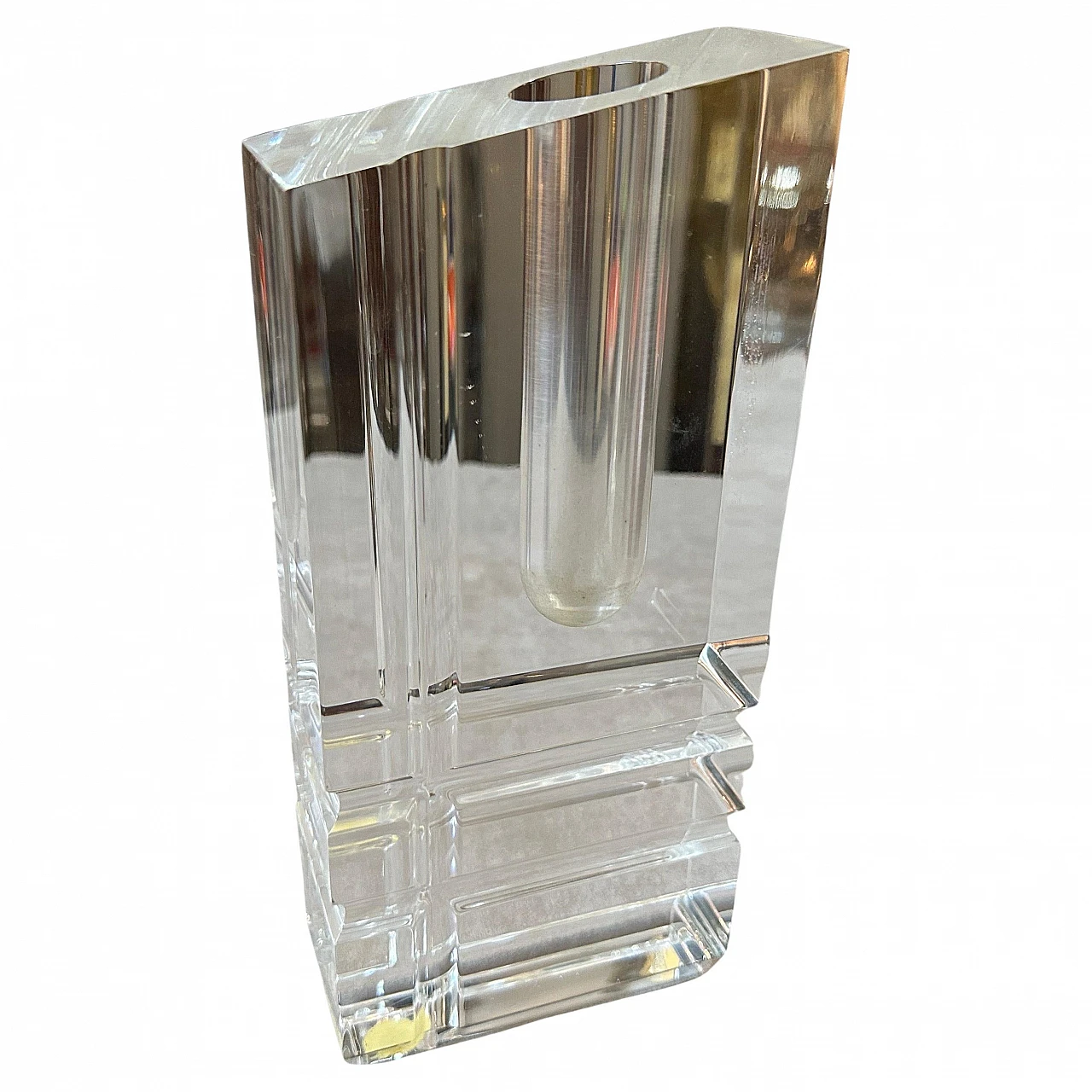 Rectangular transparent plexiglass vase, 1970s 1