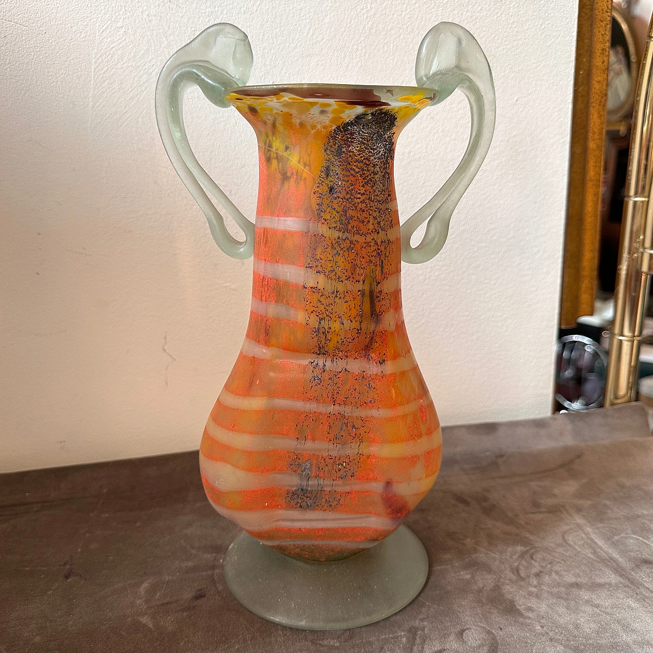 Art Nouveau-style Murano glass amphora vase, 1980s 2