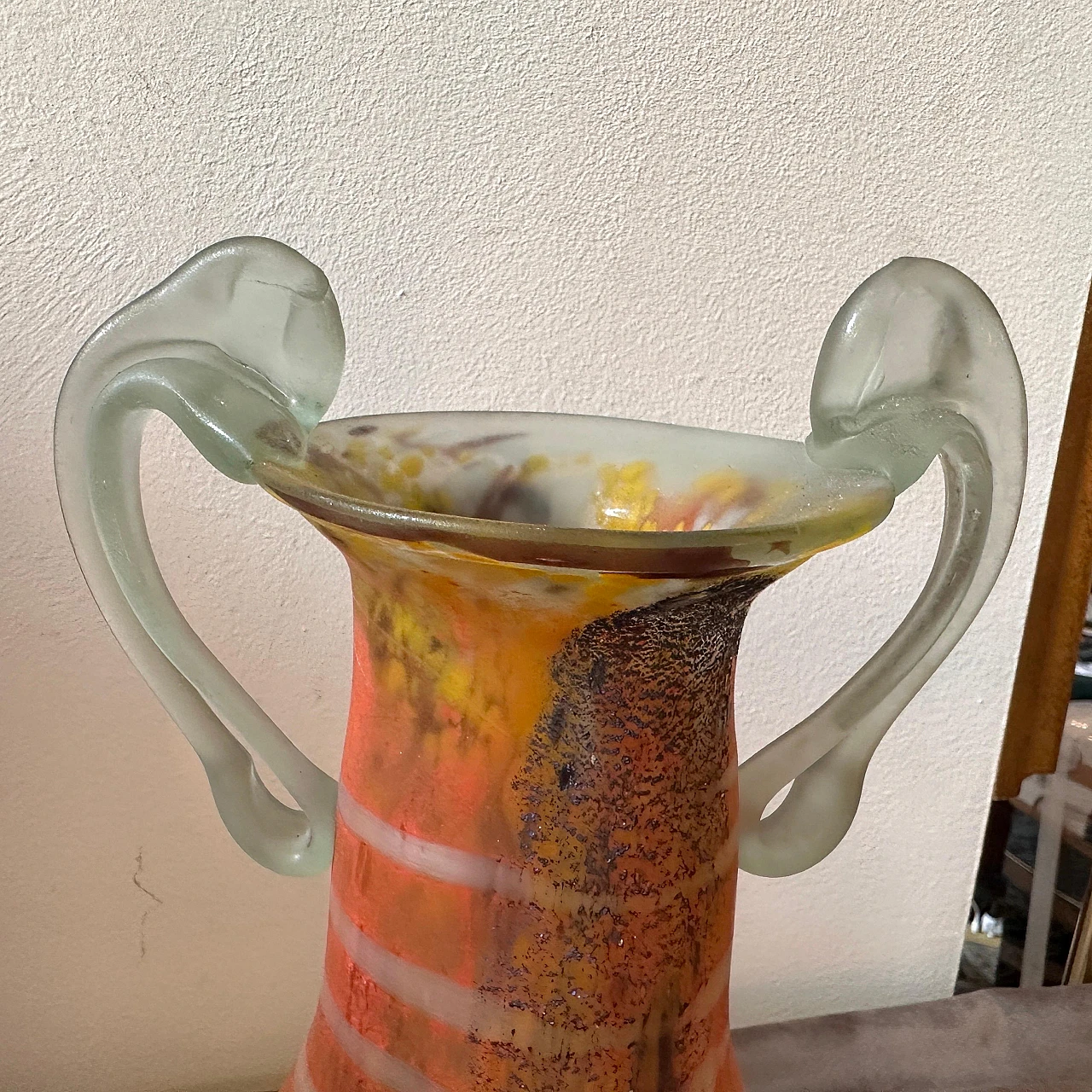 Art Nouveau-style Murano glass amphora vase, 1980s 4