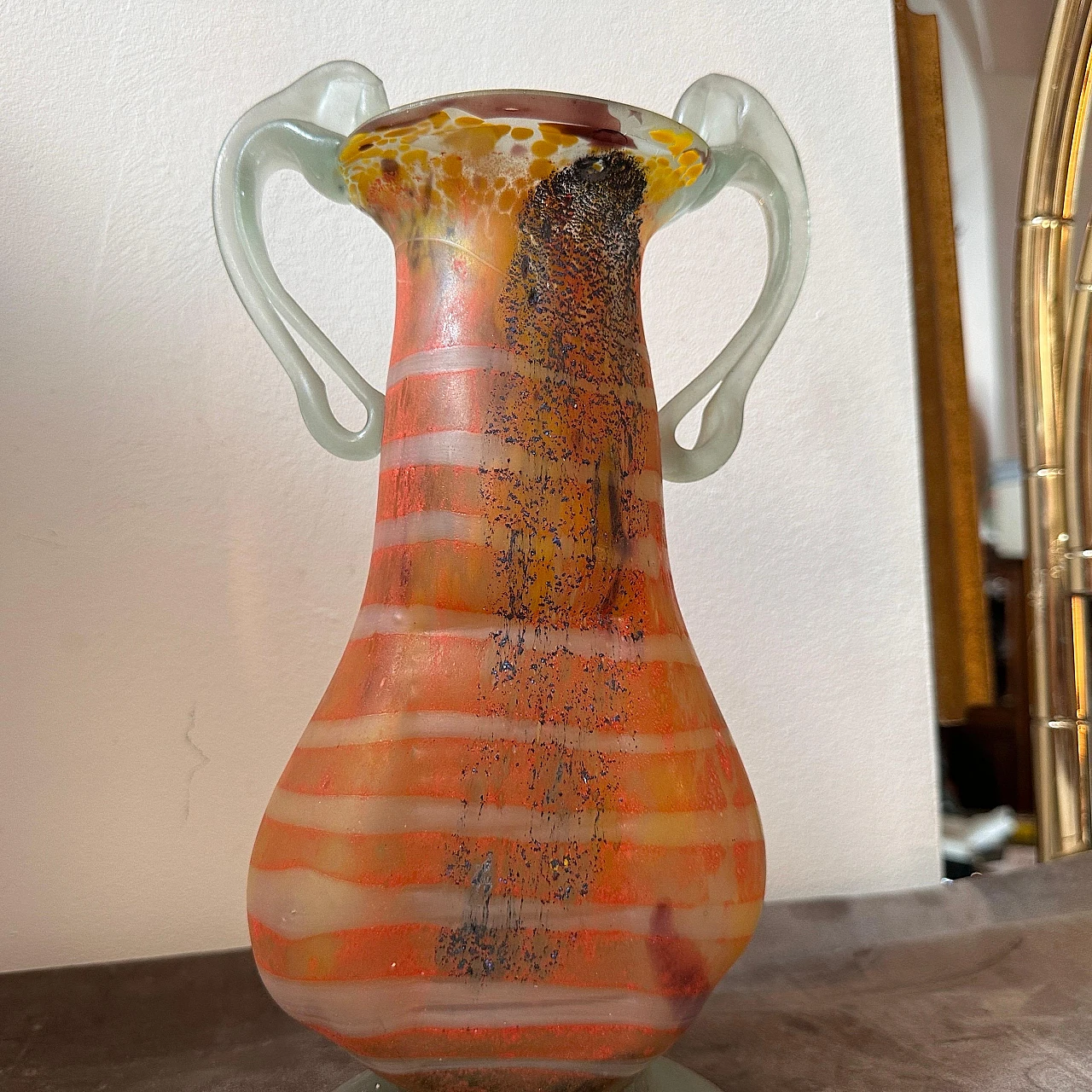 Art Nouveau-style Murano glass amphora vase, 1980s 5