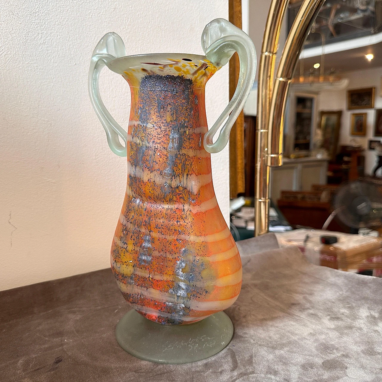 Art Nouveau-style Murano glass amphora vase, 1980s 8