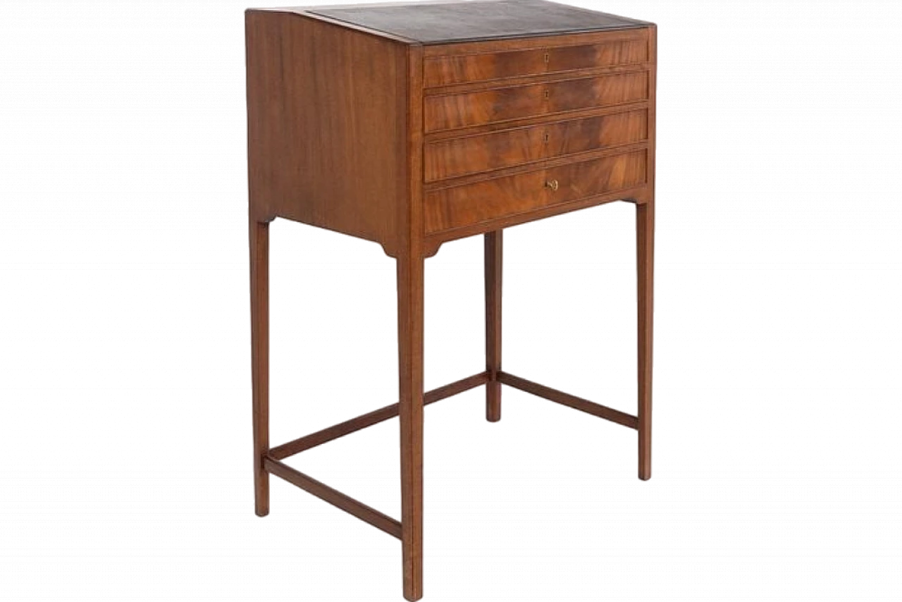 Mahogany writing desk with drawers by Frits Henningsen, 1950s 12