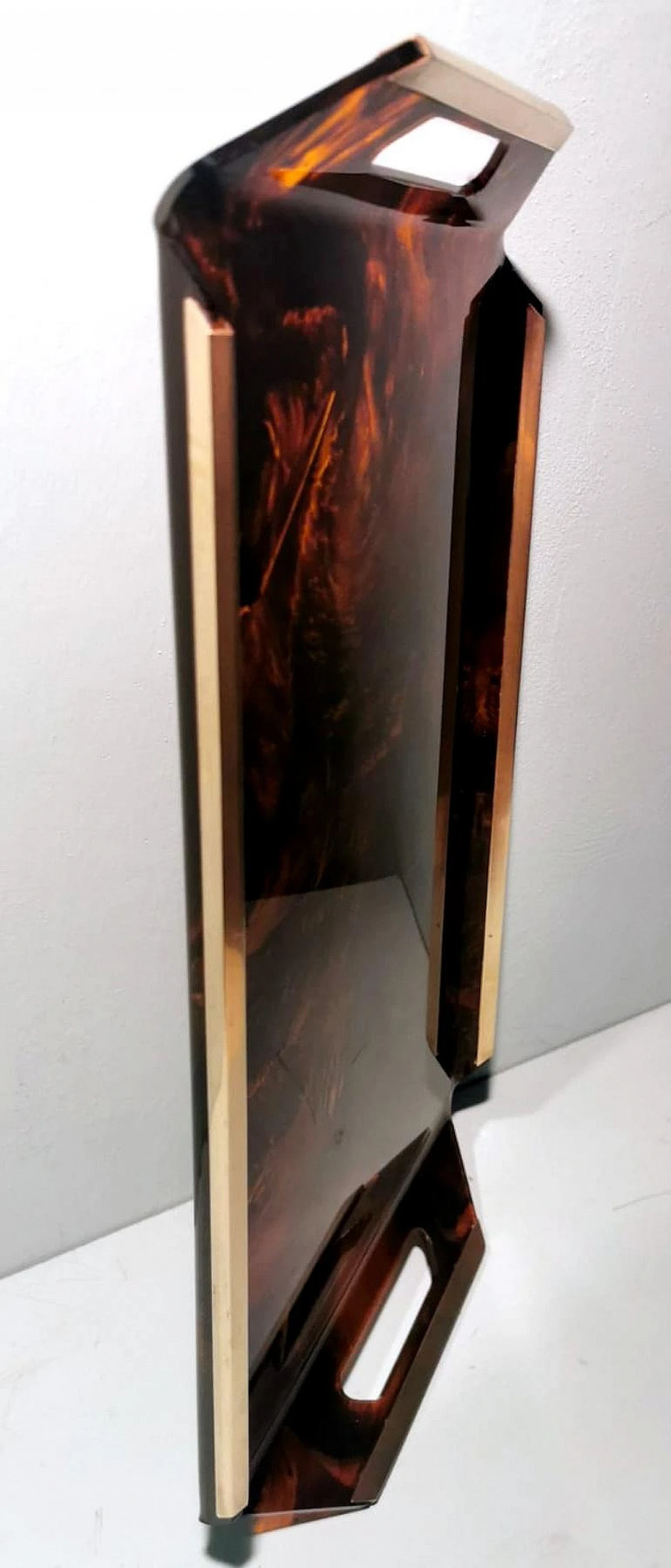 Brass and tortoiseshell plexiglass tray, 1980s 12