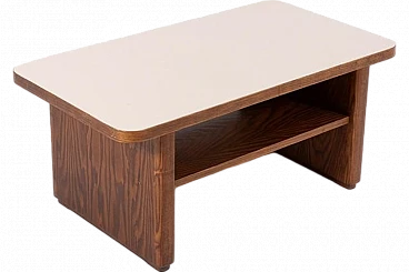 Brutalist coffee table in oak wood with laminated top, 1970s