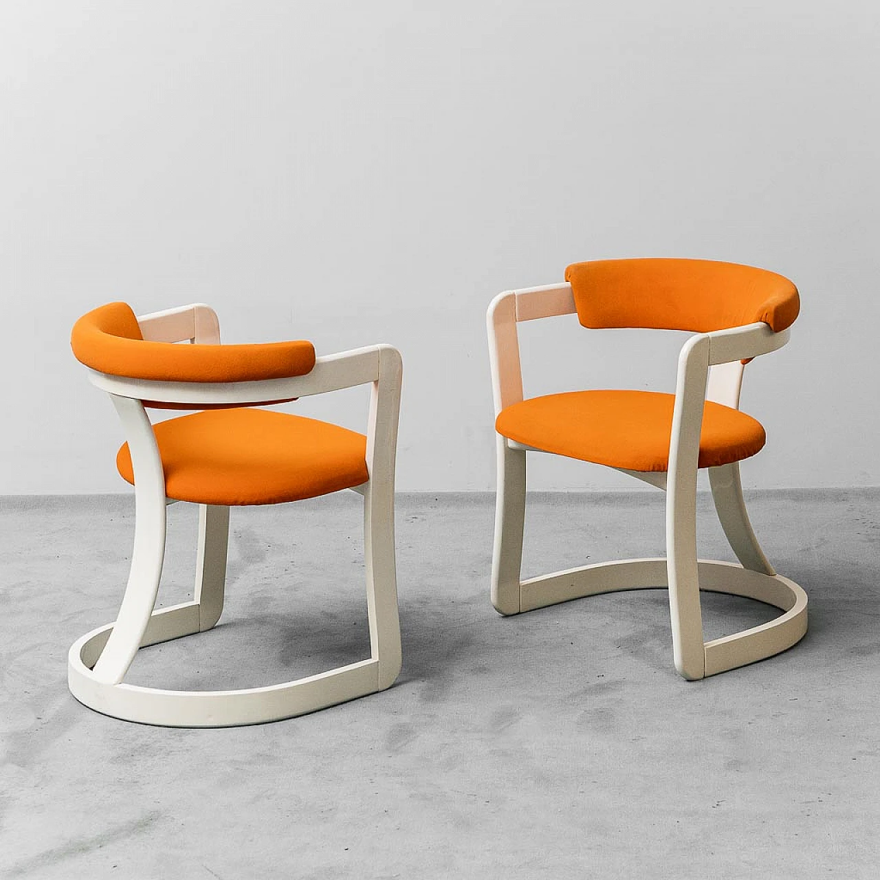 Pair of Brigitte chairs in white wood by Pozzi and Verga, 1970s 1