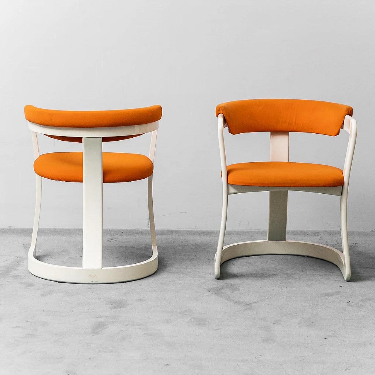 Pair of Brigitte chairs in white wood by Pozzi and Verga, 1970s 7