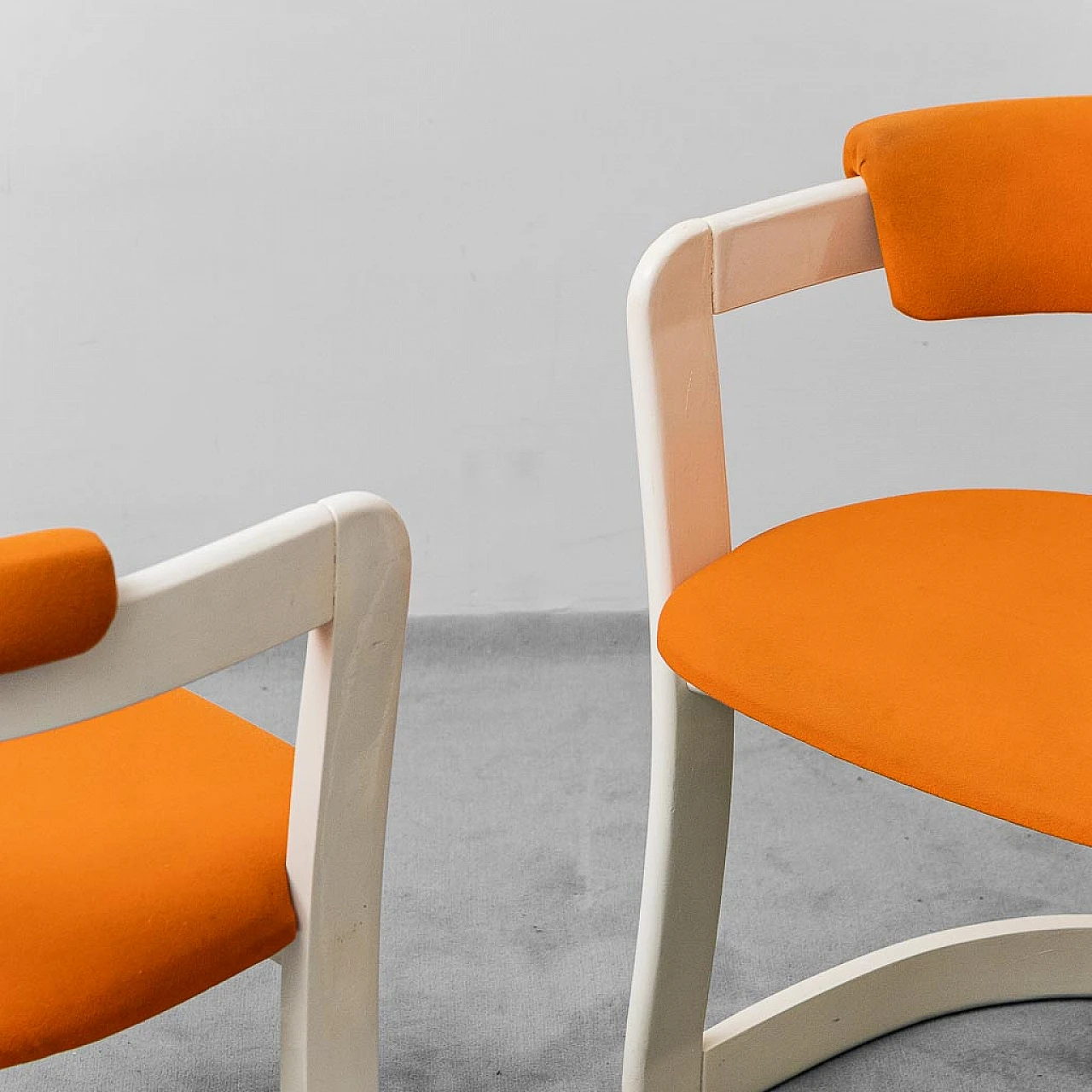 Pair of Brigitte chairs in white wood by Pozzi and Verga, 1970s 9