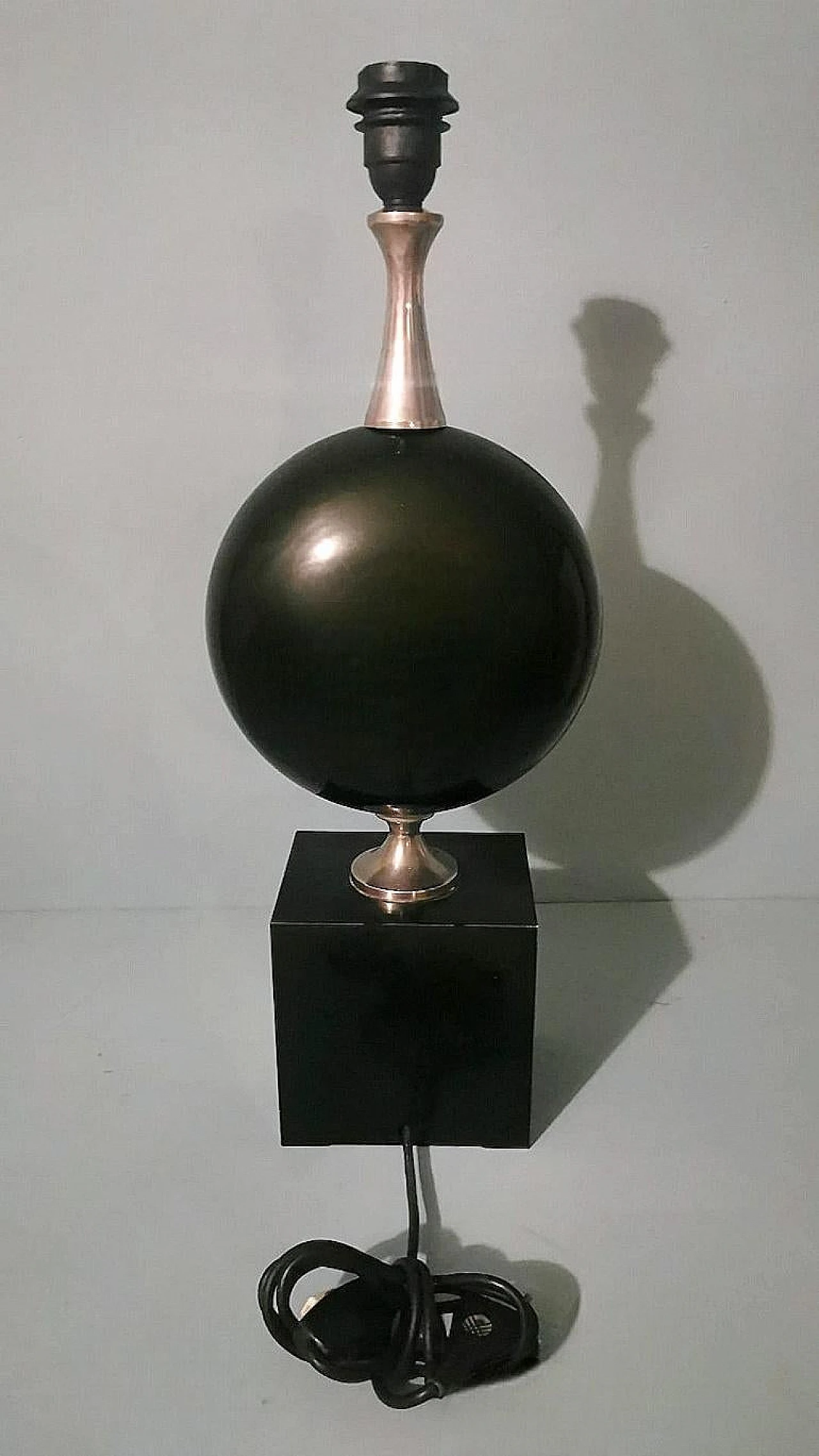 Metal table lamp base by Maison Barbier, 1960s 4