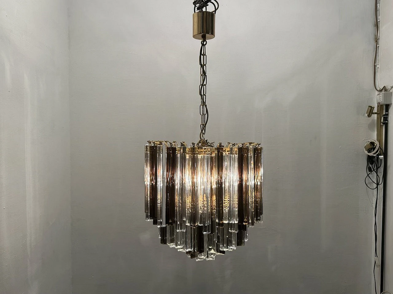 Trilobi Murano glass chandelier by Venini, 1970s 13