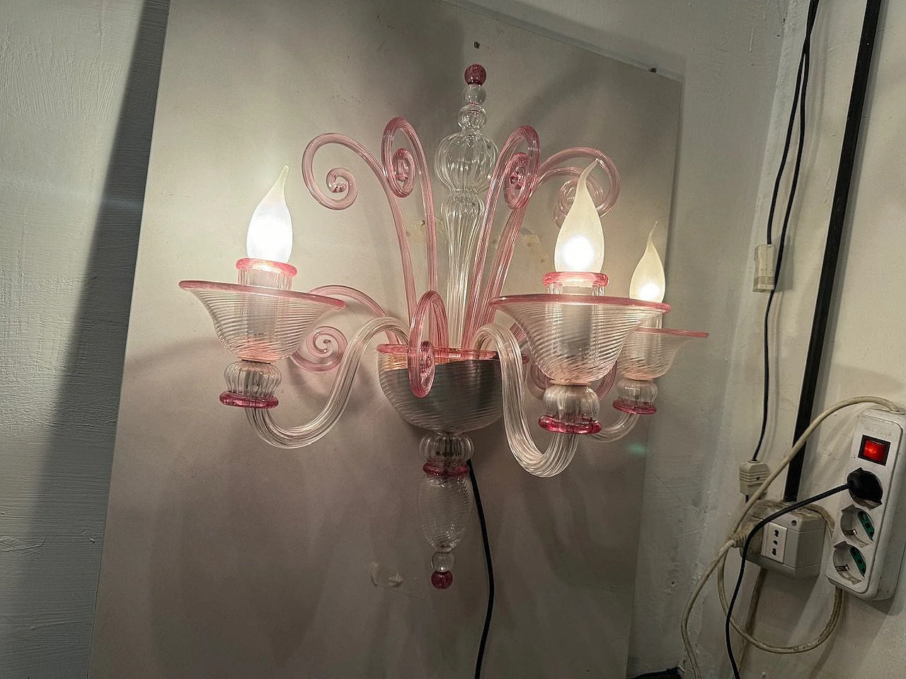 Pink Murano glass wall sconce by Zonca, 1980s 2