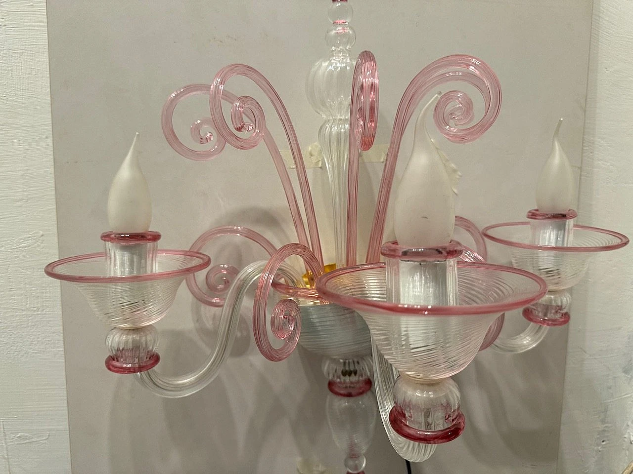 Pink Murano glass wall sconce by Zonca, 1980s 3