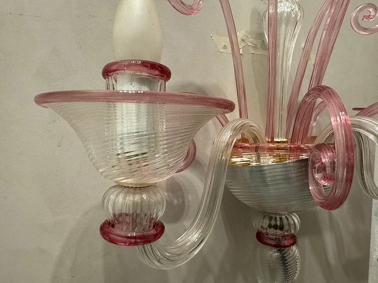 Pink Murano glass wall sconce by Zonca, 1980s 8