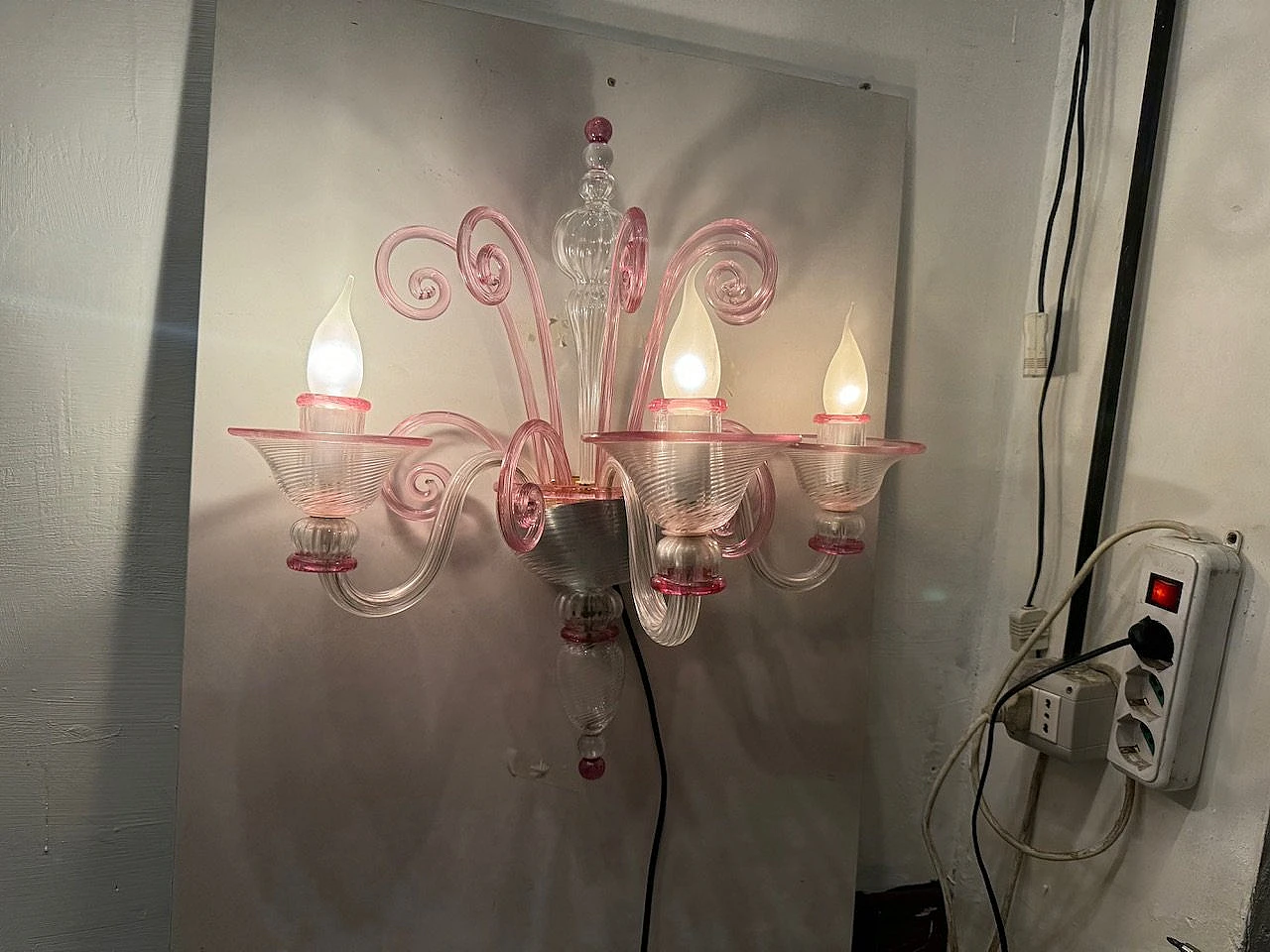 Pink Murano glass wall sconce by Zonca, 1980s 9