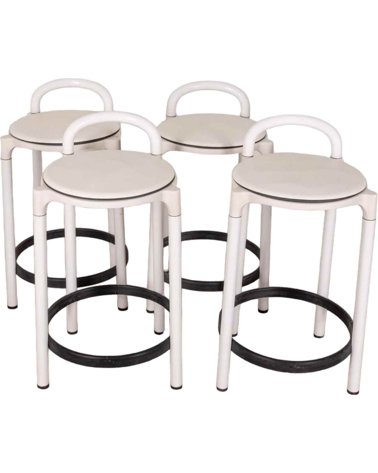 4 Polo stools in leather & metal by C. Ferrieri for Kartell, 1970s 11