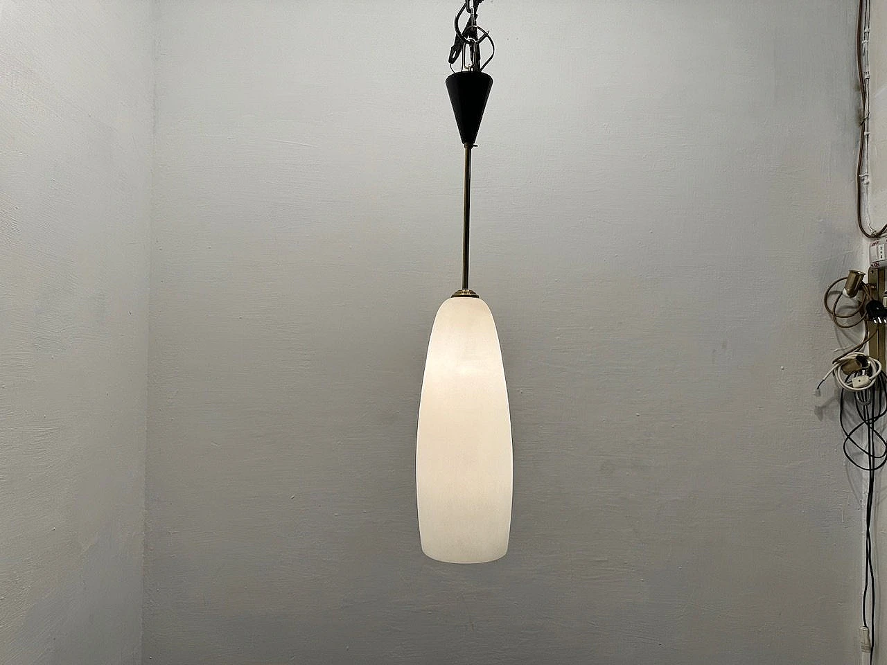 Opaline glass pendant lamp, 1960s 1