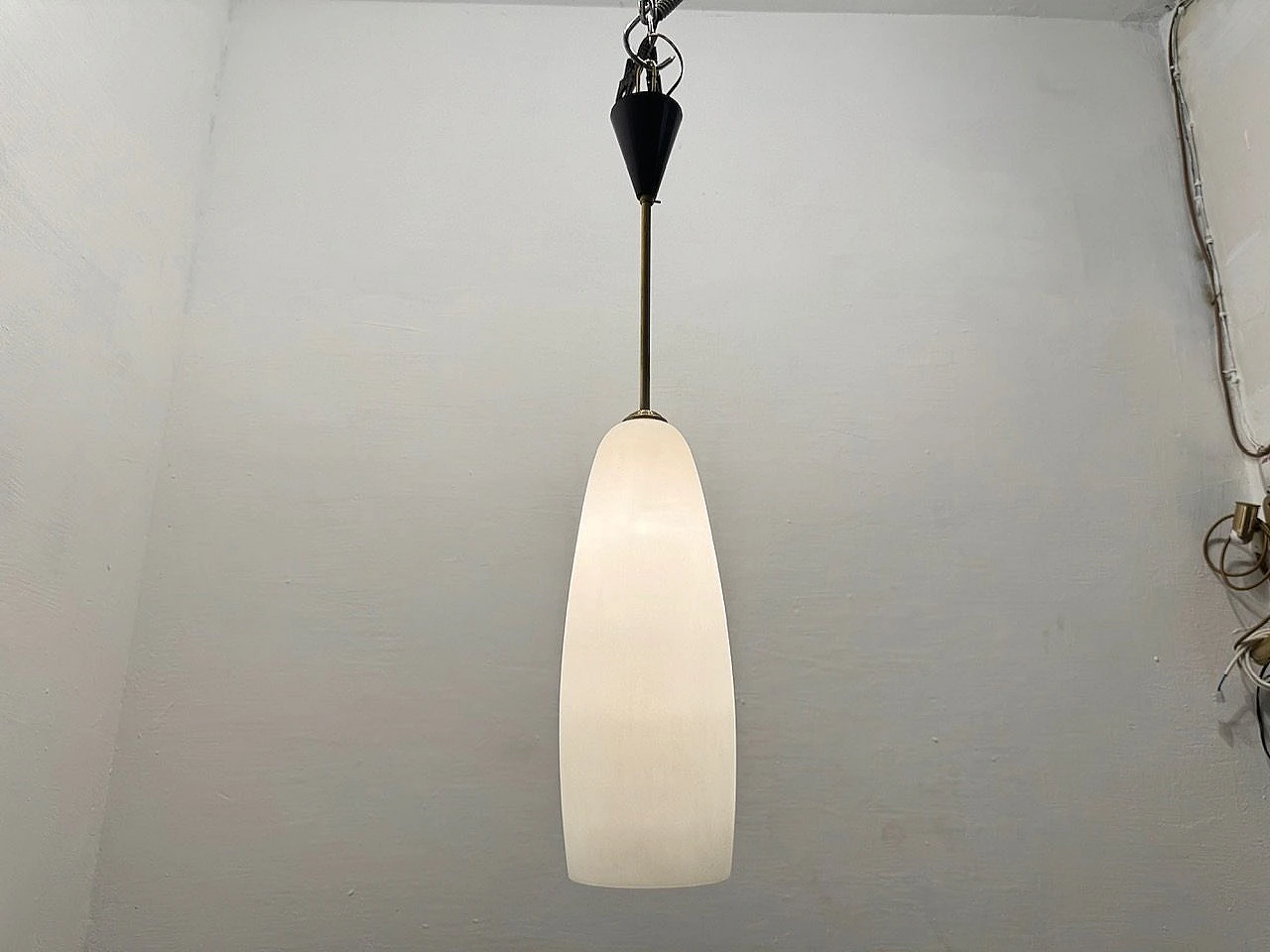 Opaline glass pendant lamp, 1960s 4