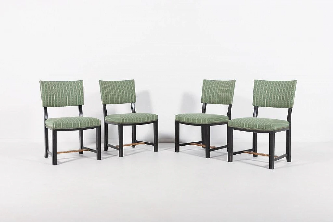 4 Chairs in wood and fabric by Otto Schulz, 1940s 1