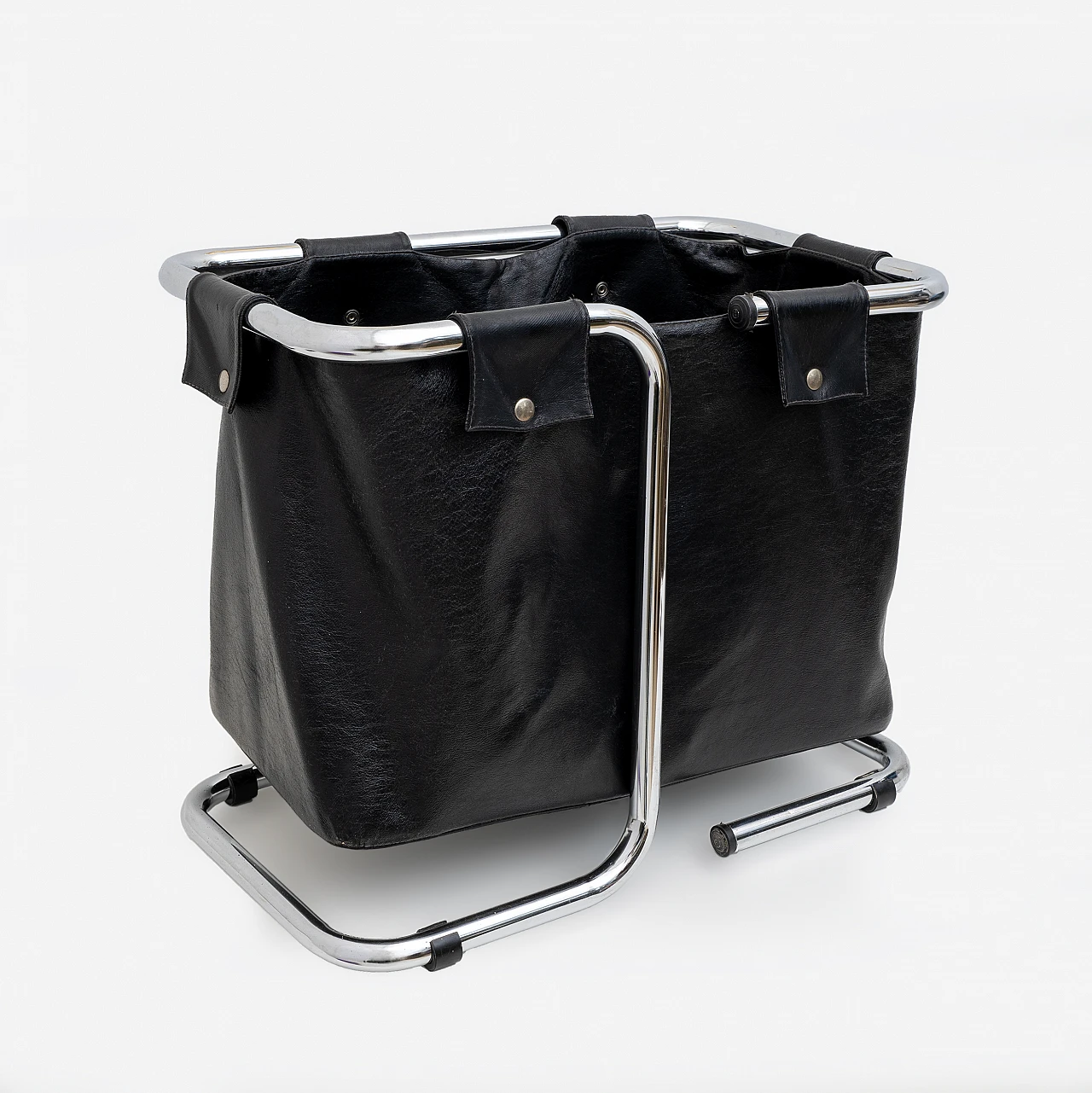 Leather and chrome-plated metal magazine rack by Marcel Breuer, 1970s 2