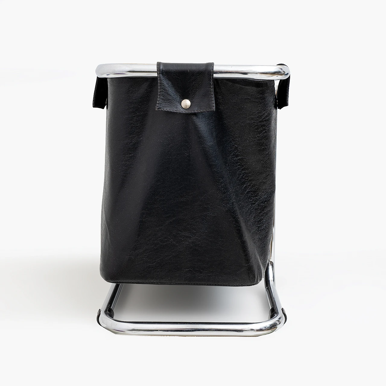 Leather and chrome-plated metal magazine rack by Marcel Breuer, 1970s 4