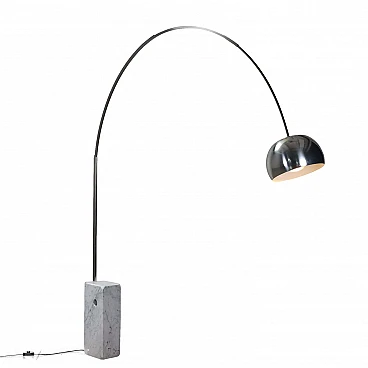 Arco floor lamp in steel & marble by F.lli Castiglioni for Flos, 1980s