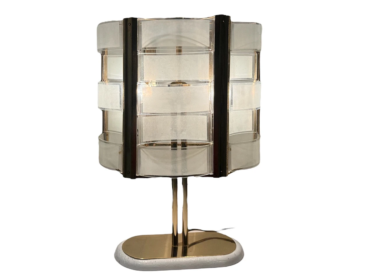 Brass and glass table lamp, 1970s 1