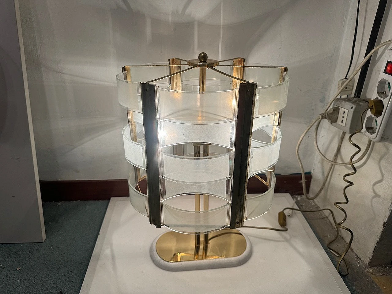 Brass and glass table lamp, 1970s 4