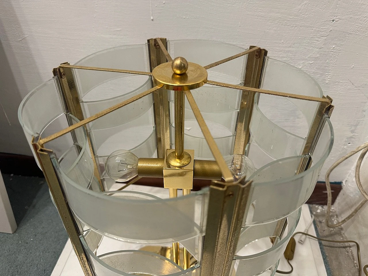 Brass and glass table lamp, 1970s 6