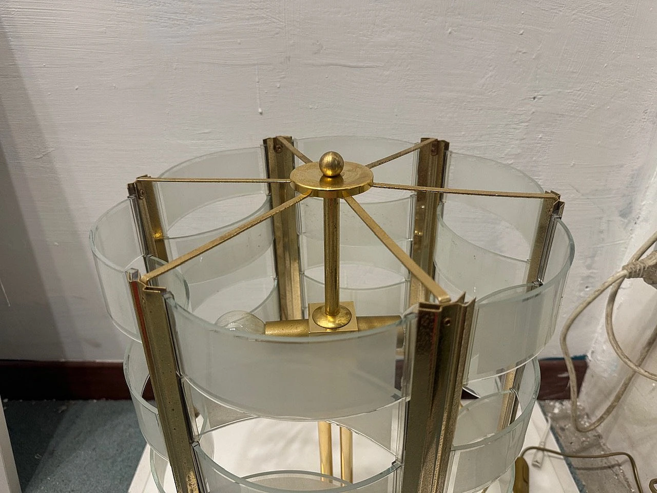 Brass and glass table lamp, 1970s 7